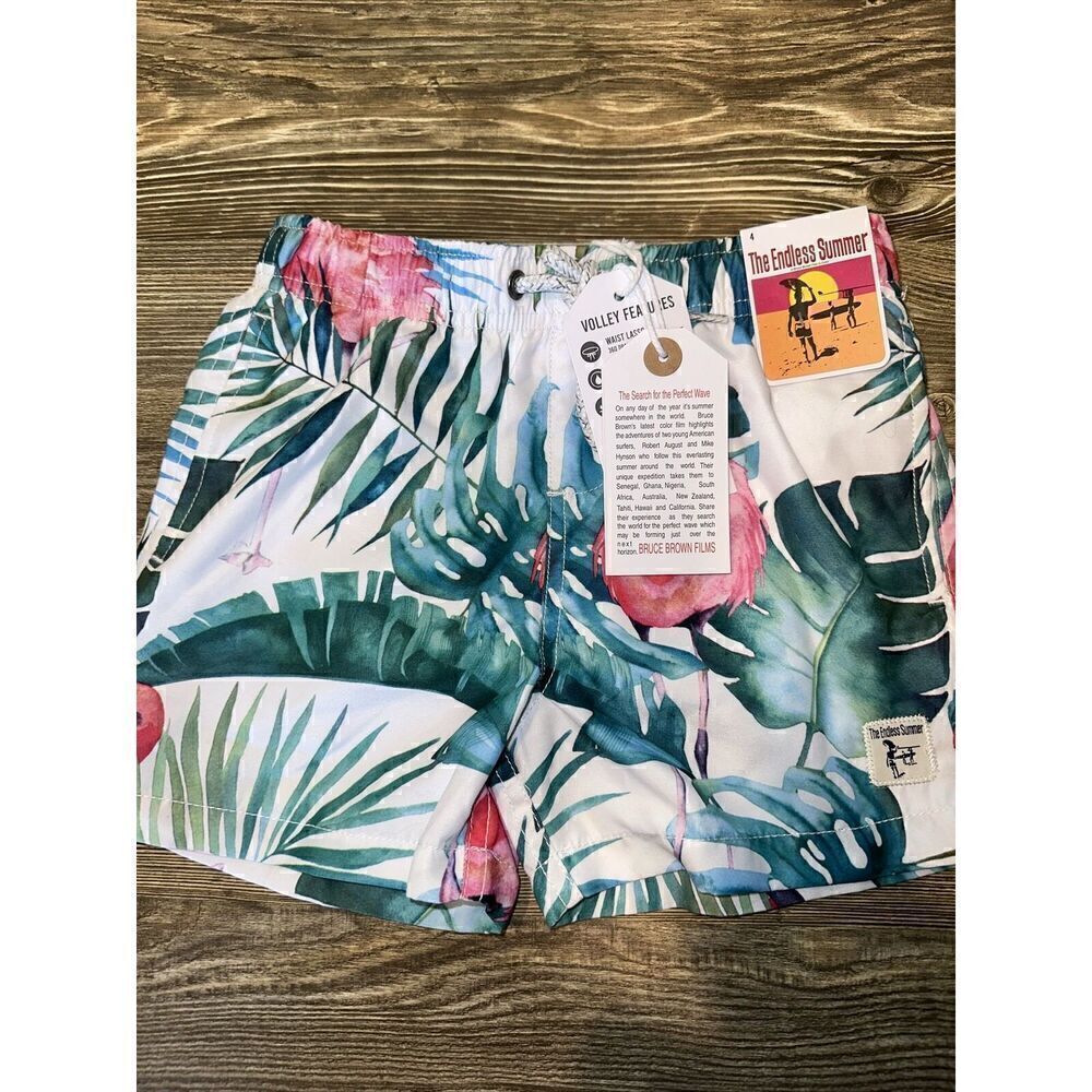 Boys/Girls The Endless Summer Pink Flamingo Swim Shorts. Size 4. NWT. L